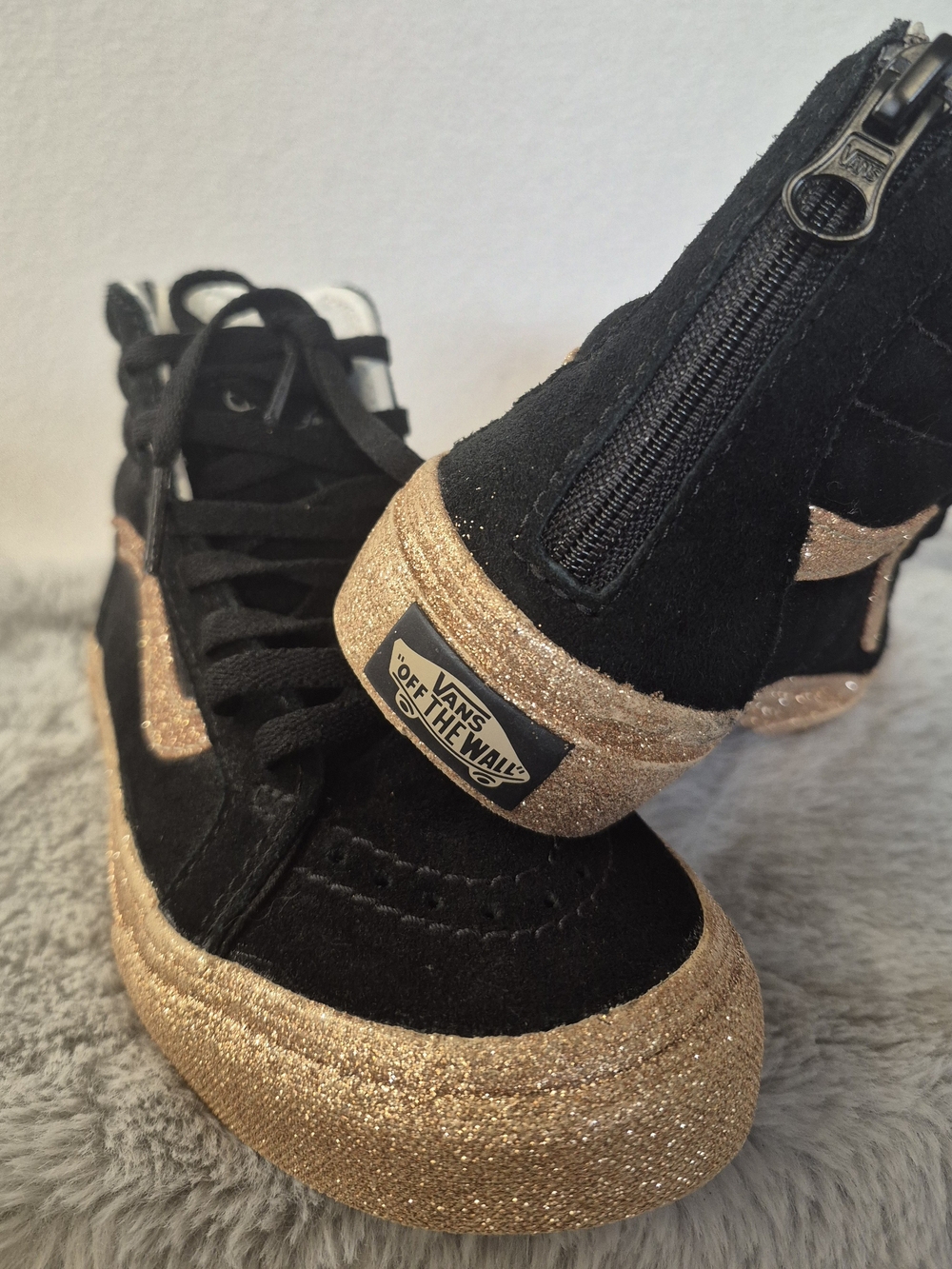 Vans Black & Gold High-Top Skate Sneakers